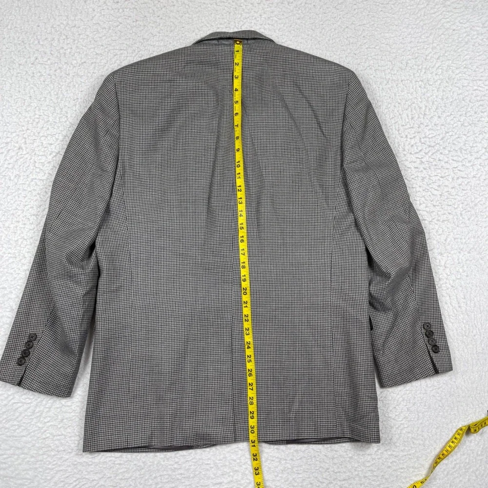 Lauren Ralph Lauren Blazer Mens 40R Gray Houndstooth Silk Wool Jacket Business